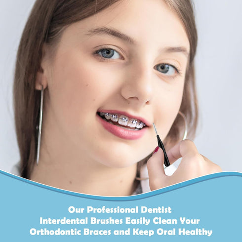 120 Pieces Braces Flossers for Cleaner Interdental Brushes Between Teeth, Toothpick Dental Tooth Flossing with Soft Bristles 360° Bendable Oral De...